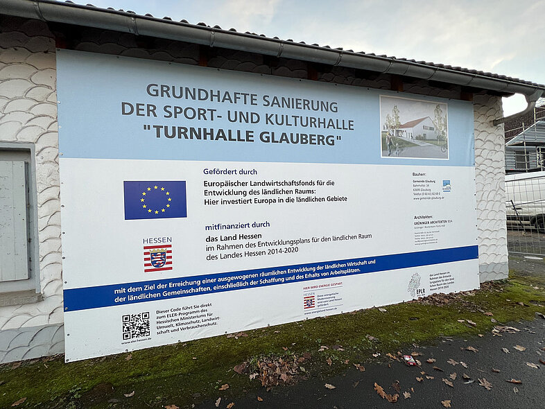 Bauplakat Sanierung der Turnhalle in Glauberg - 63695 Glauburg