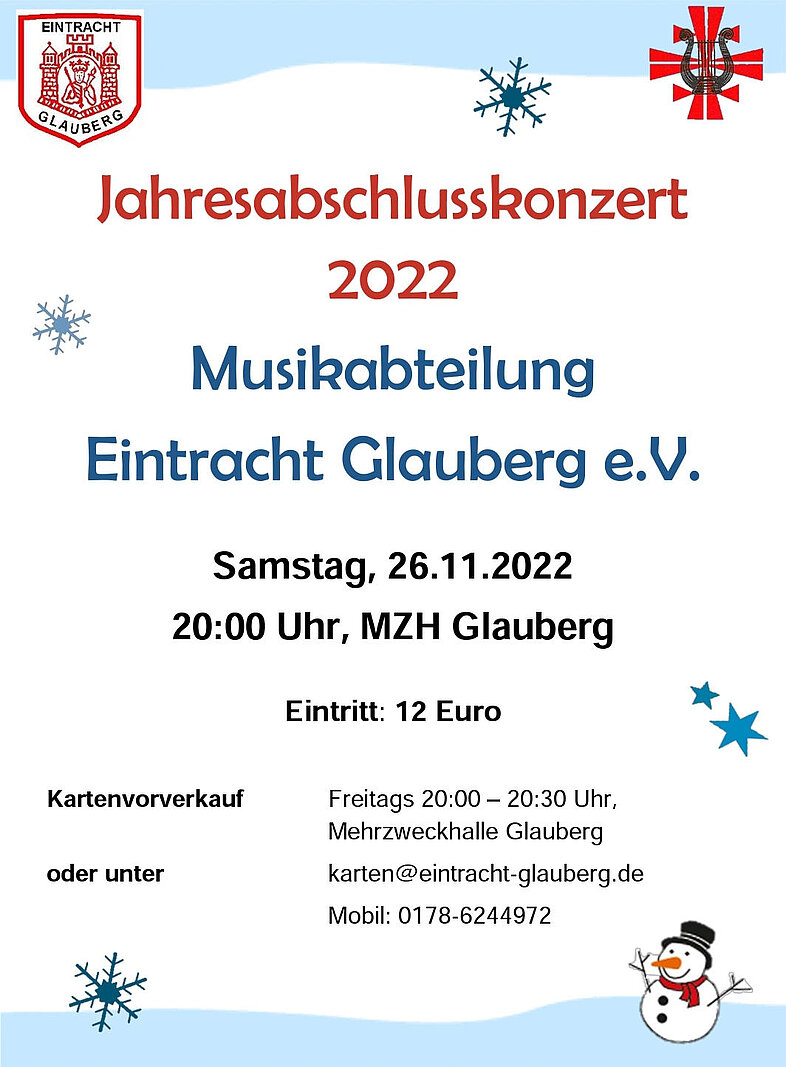 Jahresabschlussskonzert Musik Eintracht Glauberg 2022